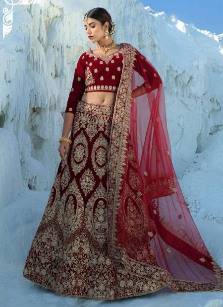 Maroon Exclusive Bridal Wedding Wear Heavy Latest Lehenga Choli Collection 1065